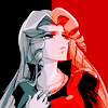 sarajayechan: Juri looking up with a pensive expression, shaded in red and black ([RG Utena] Juri)