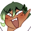 asuraid: Sylvie with their arms raised and with an excited, almost celebratory, expression. (cheers)