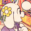 magelinlin: Toriel in a kimono and with a flower on her head looking to the right (toriel)