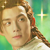 tinny: a glowy and vibrant icon of Ashile Sun with beautifully braided hair looking at Changge (off-screen) starry-eyed (wulei_costume_longballad)