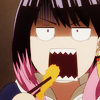 alchemicink: Akane about to take a bite of food but she looks angry (Akane eating)