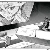 miscellanium: manga panel showing shingo on a big screen, talking into a earpiece, while akaba watches silently from his computer center (arc v | don't you know)