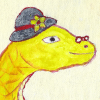 griselda_gimpel: A yellow rat snake with glasses and a purple bonnet. (Default)
