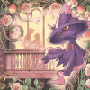 aurora_boreapples: An illustration of Mismagius from Pokemon in front of a shadow of a coupke kissing. (Love)