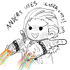 birdhousesoul: chibi with laser cats on both arms shooting rainbows (laser cats)