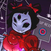 sarajayechan: Muffet with a smile on her face as she pours a cup of tea for someone (Moon/Mask)
