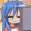 minibit: Konata Izumi from the manga/anime Lucky Star sits at her computer looking into the monitor with a neutral-to-mildly-pleased expression. (Default)