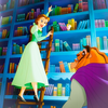 susieboo: Belle and the Beast in his library. Belle is on a ladder in front of a bookcase, talking to the Beast. (beauty and the beast)