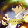 shanaqui: Juubei from GetBackers. Text: Dirty city mist. ((Juubei) City mist)