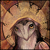 mererid: Illustration of anthropomorphized owl with halo (Owl Saint)