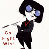 willow: Edna Mode from The Incredibles. Text: Go Fight Win! (Edna Mode: Go Fight Win!)