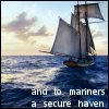 owl: And to mariners a sure haven; two-masted boat (mariners)