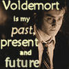 mizstorge: Sepia photo of Harry Potter. Text reads "Voldemort is my past, present, and future." (Pwnd)