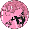 stealth_noodle: Silhouette of Utena in a circle on a very pink background. (hella pink)