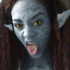drawsfromwater: icon photo manip depicting female orc showing pierced tongue (showing tongue piercing)