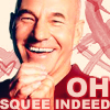 smallwolf: patrick stewart smiling and the words "oh squee indeed!" (total geek mode in 3-2-1....)