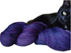 rainkatt: black cat hugging skein of blue/purple yarn (Simon yarn)