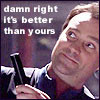 copracat: Rodney from SGA with text 'damn right it's better than yours' (rodney - milkshake)