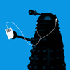 manifold: A black silhouette of a Dalek with a white iPod, like in the commercials. (iDalek)