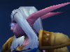 archangelbeth: A white-haired, pink-skinned night elf, with her head turned to show her radio antenna length ears. (Warcrack - Marie Ears)