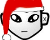 archangelbeth: A white, space-alien eyed face... with a santa-hat. (XmasElohite)