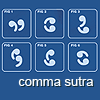 archangelbeth: Comma Sutra: little boxes contain commas in suggestive sexual poses. For, er, commas, anyway. (Comma Sutra)