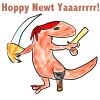 archangelbeth: A peg-legged newt in a bandana, holding a cutlass and pistol. Hoppy Newt Yaaaarrrr! (Hoppy Newt Yaaarr!)