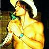 landshark: Jared kissing a fake bird while shirtless. WTF?! (Jared Padalecki & bird)