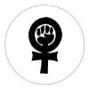 redbird: women's lib: raised fist inside symbol for woman (activism)