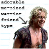 muccamukk: Iolaus laughing. Text: "Adorable me-sized warrior friend type" (H:TLJ: Me-Sized Friend Type)