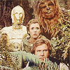 muccamukk: Han Solo, Leia Organa, C-3PO, Chewbacca watch from the bushes. (SW: We're Watching You!)