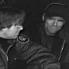 lilyleia78: Jack smiling at Daniel by campfire (SG1: B&W campfire)