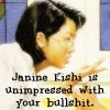 automaticdoor: a drawing of janine kishi from the bsc with the caption "janine kishi is unimpressed with your bullshit." (janine unimpressed)
