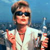 mllesatine: Patsy says "cheers"! and hold up liquor bottles (AbFab Patsy says 'cheers!')