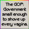 lannamichaels: "The GOP: Government small enough to shove up every vagina." with rainbow icon border (republican)