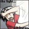 forthwritten: Geeky girl recoiling from daylight.  Text: "The light... it burns" (it burns...)
