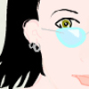 bansidhe: Digitally rendered impressionist image of lady with black hair, glasses (Peek)
