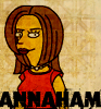 annaham: "Simpsons"-style cartoon of me with text "annaham" (it's me!)