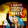 thingswithwings: britta perry with her hand up, text: I have feelings about this! (comm - britta I HAVE FEELINGS ABOUT THIS)