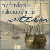 damned_colonial: View of the stern of a frigate in Sydney Harbour, and the words "My fandom is vulnerable in the stern" (vulnerable)