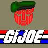 dens_extra_pups: Autobot insignia wearing a beret, above the GI JOE logo (Joeverse)