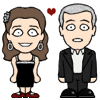 venusinthenight: drawing of molly hooper and greg lestrade, with a red heart between them (bbc sherlock - mollstrade mini-style!)