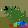 zellieh: Cat perched on top of wobbling Christmas tree (cats: christmas tree animated)