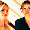 gloss: two blonde sisters making goofy faces (HE: Alex and Jane weirdos)