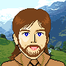 grizzlydan: Artist's rendition of me with mountains in the background. (default)