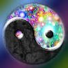 kerravonsen: Yin-Yang symbol, black and rainbow-sparkles (yin-yang)