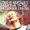 kayloulee: Arthur from BBC Merlin, laughing. Caption: "this is Arthur's reaction to the Arthurian legend".   (arthurian legend)