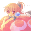 arlenadja: Arle Nadja, lazily flopped on a giant red Puyo. (lounging about)