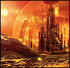 darchildre: the citadel on gallifrey, bathed in orange light (gallifrey that was)