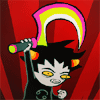 almostexclusivelyornery: Karkat with sickle in hand and flashing action stripes behind him, ready for blood. And not his own. (GRIEF!!!!!!!!!)